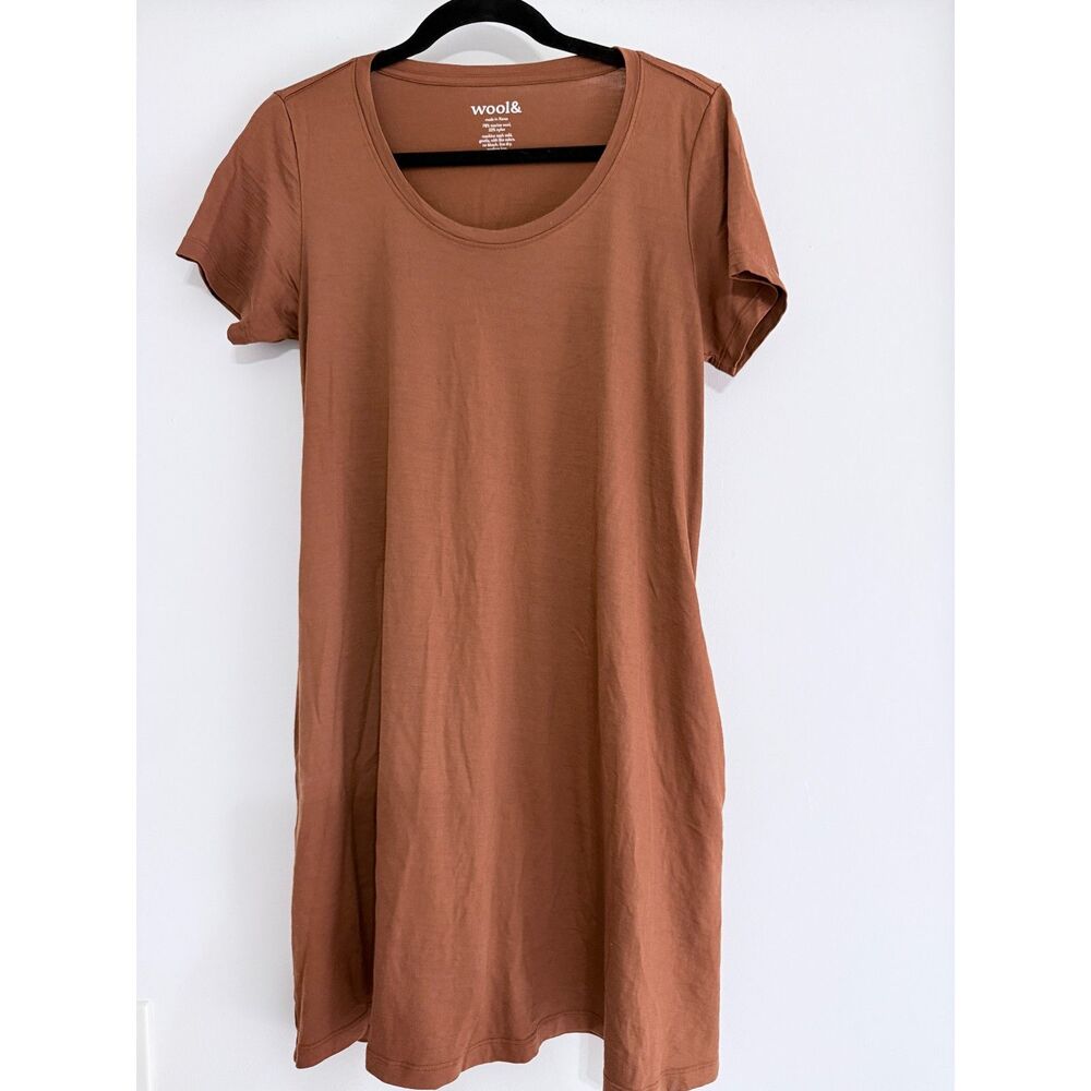 wool& Maggie Merino Wool Swing Dress - Size M - Rust